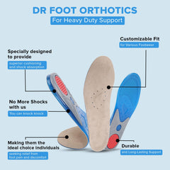 Dr Foot | Insole for Shoes Men | Arch Support for Flat Feet | Flat Feet Arch Support Insole | Shoe Insole | Gel Insoles for Men | Heavy Duty Support Insole|Shock Absorption|Orthotics|Large-Pack Of 3