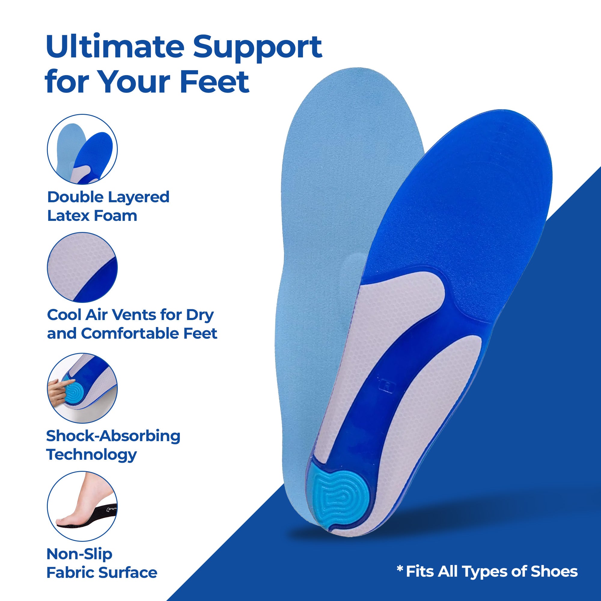 Dr Foot blue arch support - casual walking companions