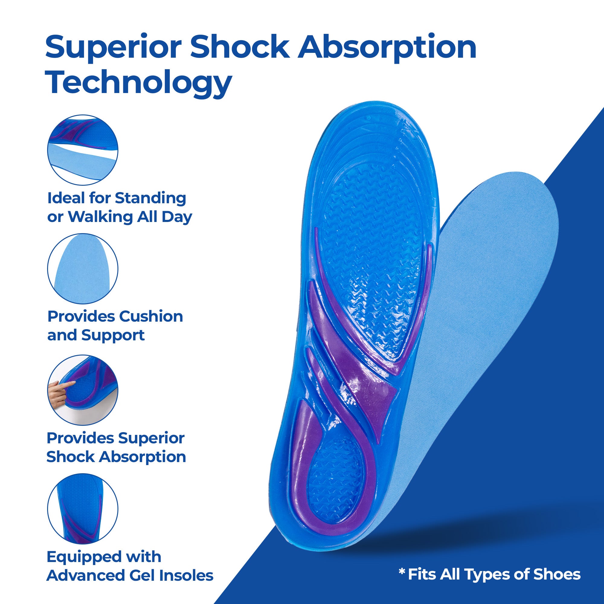 Dr Foot Massaging Gel Insoles - Great for work shoes