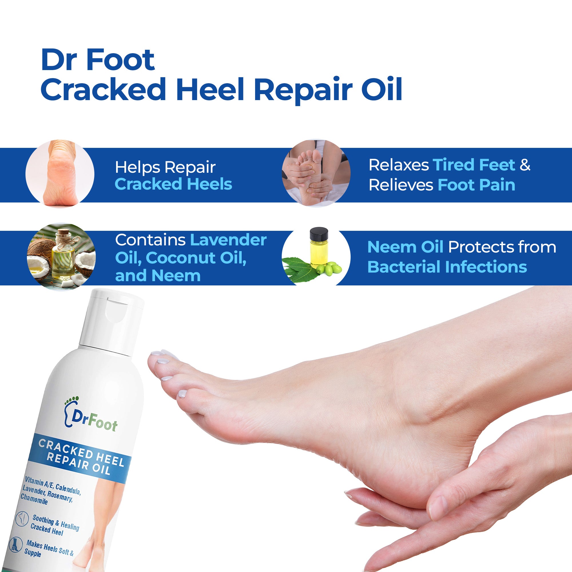 Dr Foot Cracked Heel Repair Oil - Soothing foot massage product