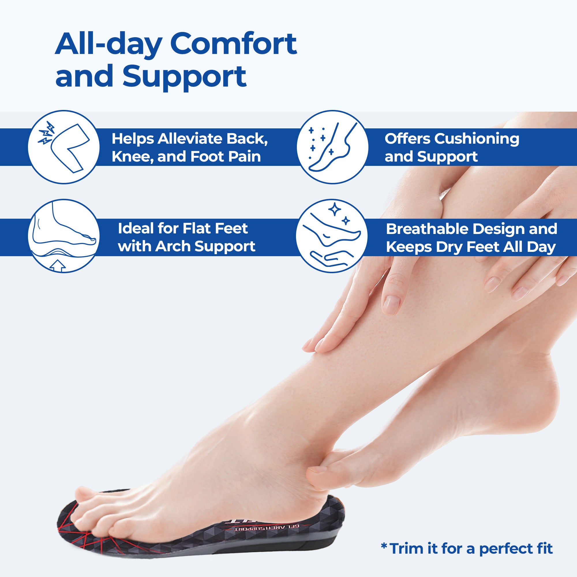 Dr Foot Soft Insoles for Flat Feet - Pain relief solution