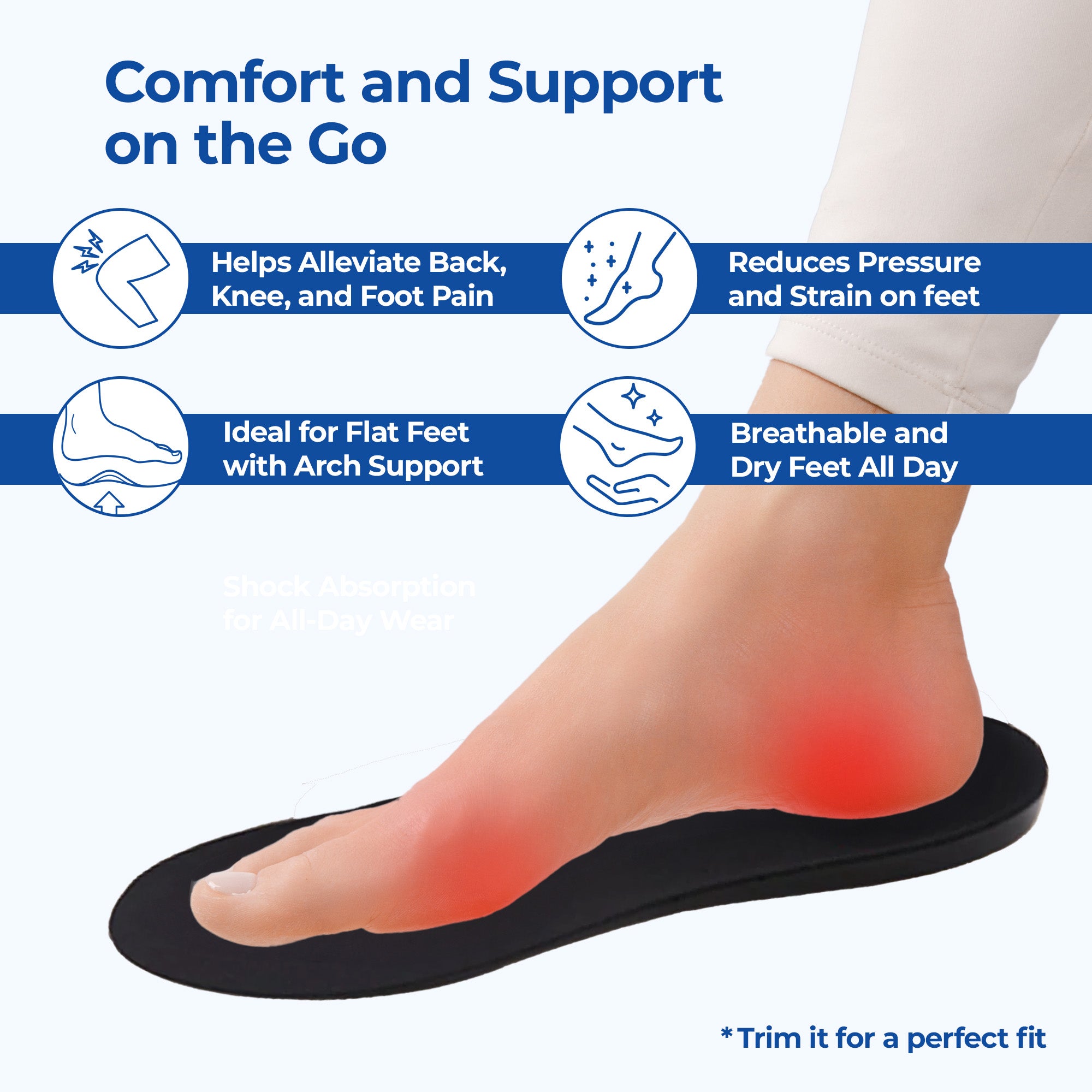 Dr Foot Memory Foam Shoe Insoles - Breathable Fabric