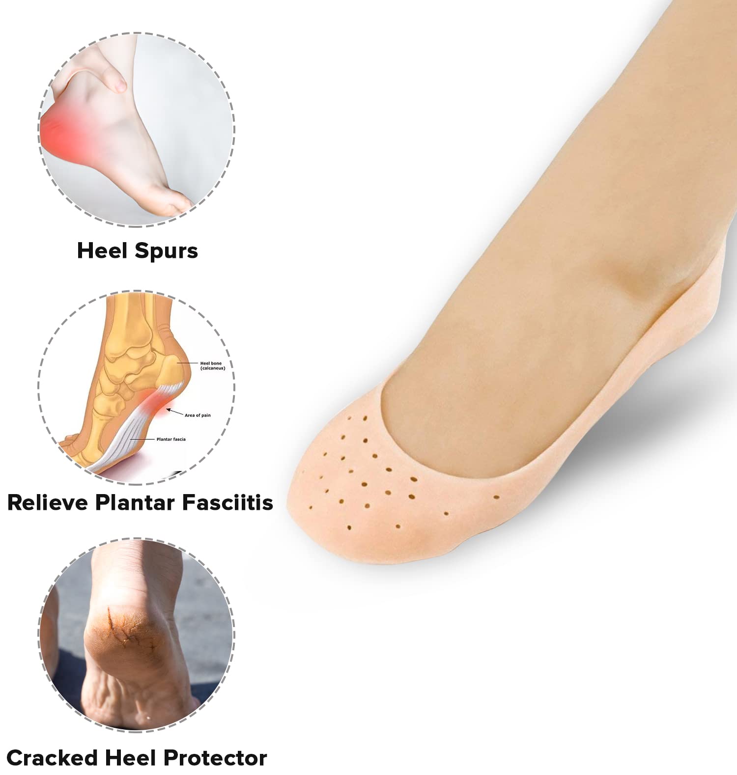 Vented Moisturizing Gel Heel Socks, 1 Pairs Toeless Spa Sock for Foot Care  Treatment, Cracked Heels, Dry Feet, Foot Calluses - AliExpress